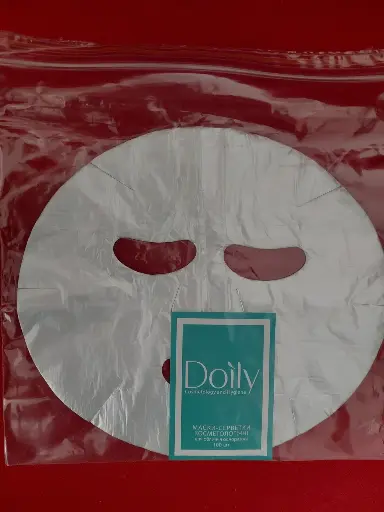 [Om40] Маска косметологічна поліетиленова Doily з отворами для очей і рота, 100 шт.